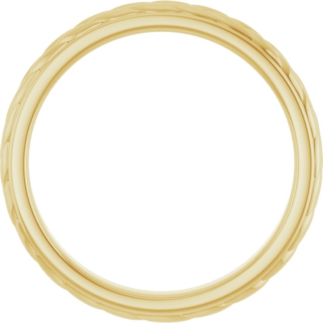14K Yellow Gold Wheat Pattern Flat Band