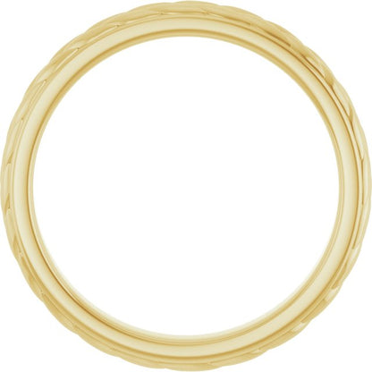 14K Yellow Gold Wheat Pattern Flat Band