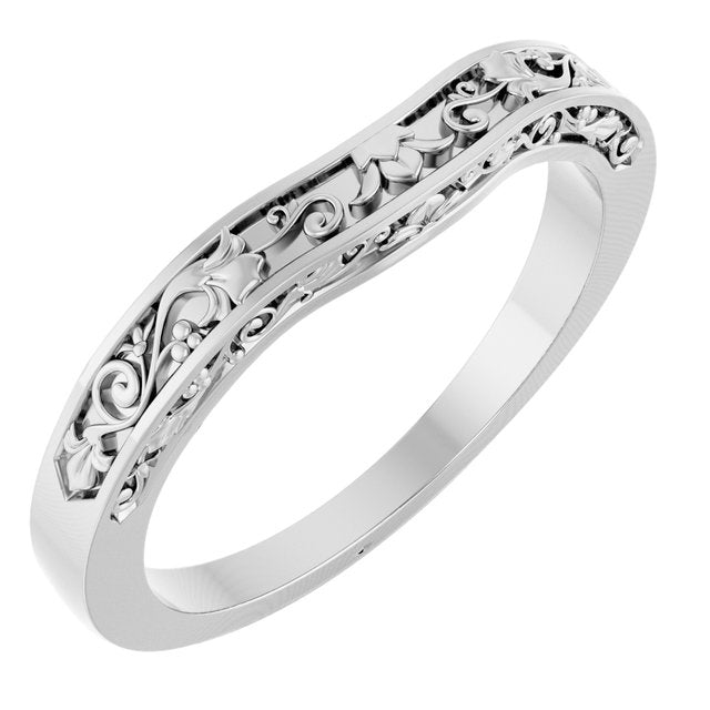 Continuum Sterling Silver Floral-Inspired Matching Band
