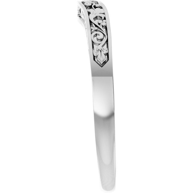 Continuum Sterling Silver Floral-Inspired Matching Band