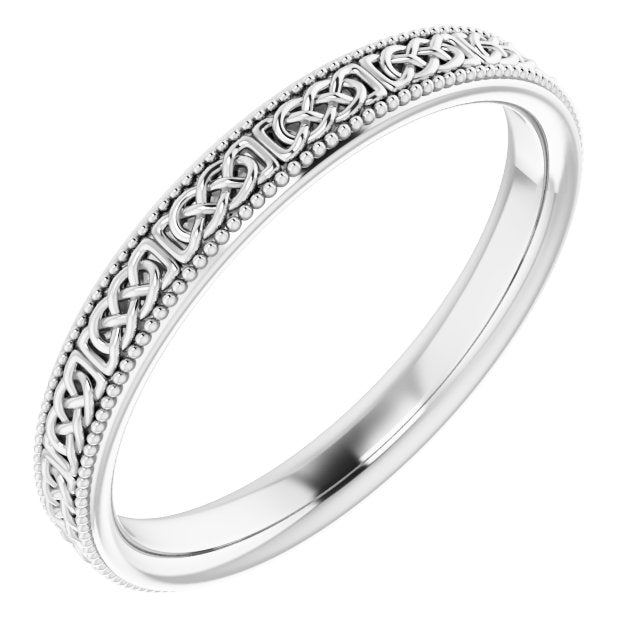Milgrain Edge Celtic-Inspired Flat Band