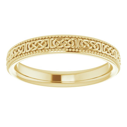 Milgrain Edge Celtic-Inspired Flat Band