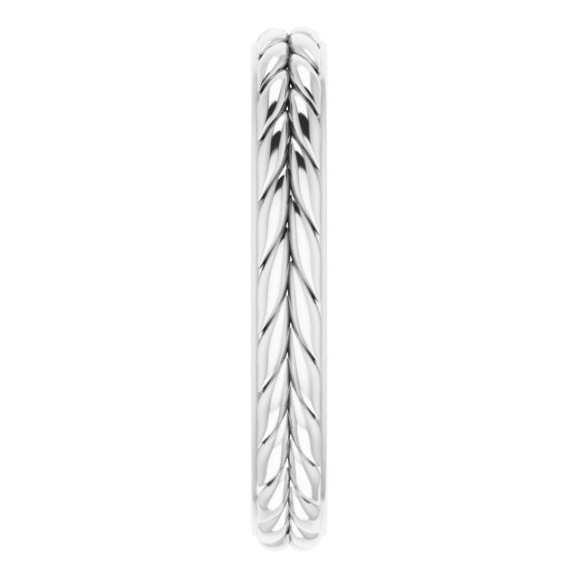 14K White Gold Wheat Pattern Flat Band