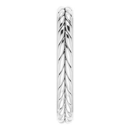 14K White Gold Wheat Pattern Flat Band