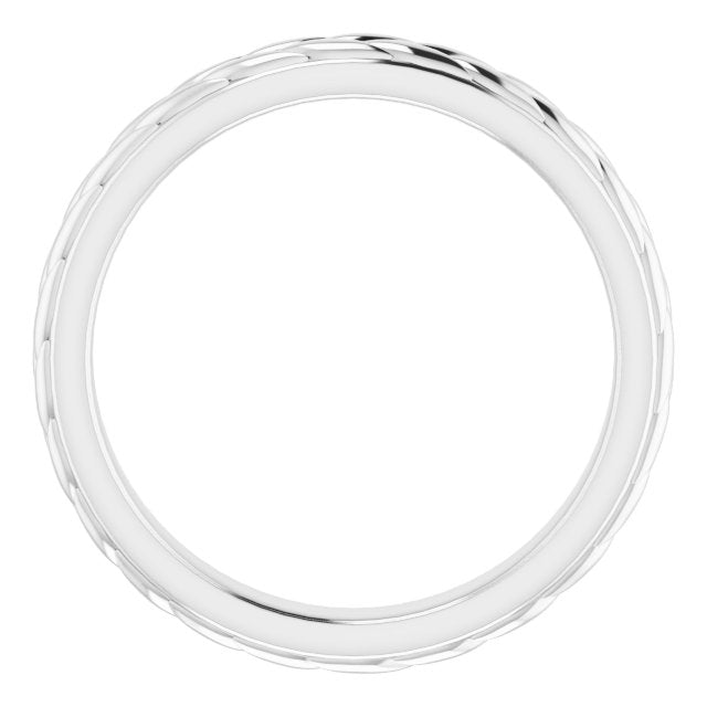 14K White Gold Wheat Pattern Flat Band