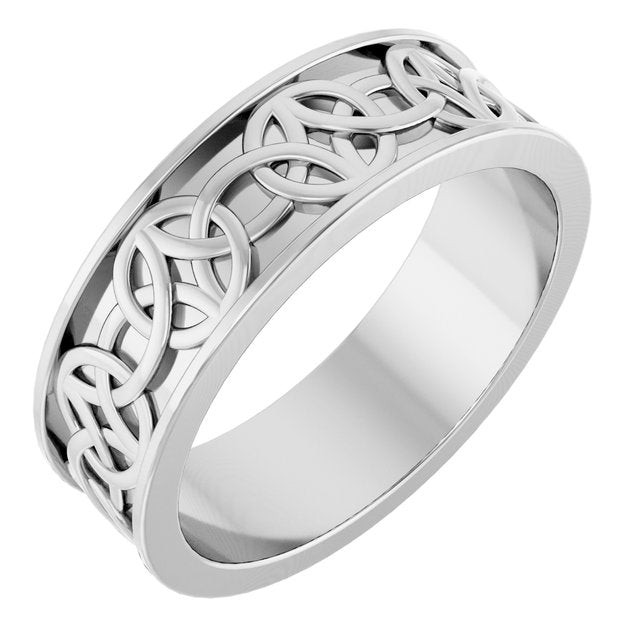 14K White Gold Celtic-Inspired Flat Band