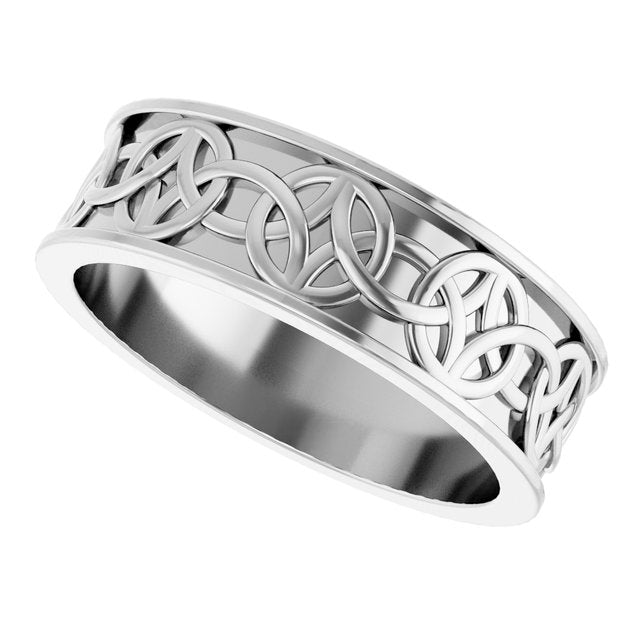 14K White Gold Celtic-Inspired Flat Band