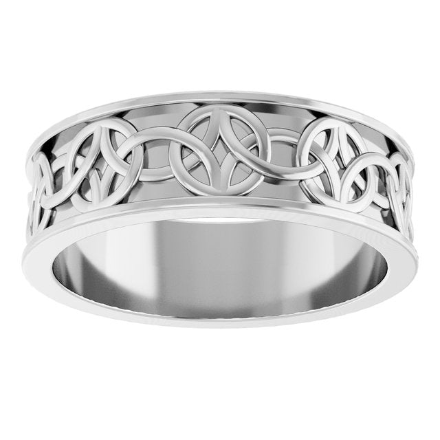 14K White Gold Celtic-Inspired Flat Band