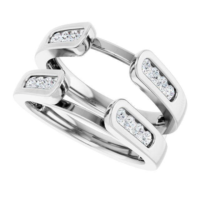14K White Gold 1/2 CTW Natural Diamond Ring Guard