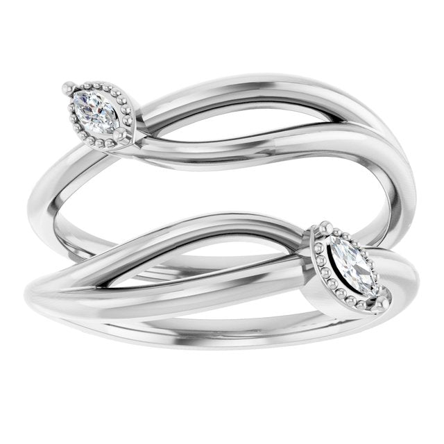 1/10 CTW Natural Diamond Bypass Ring Guard