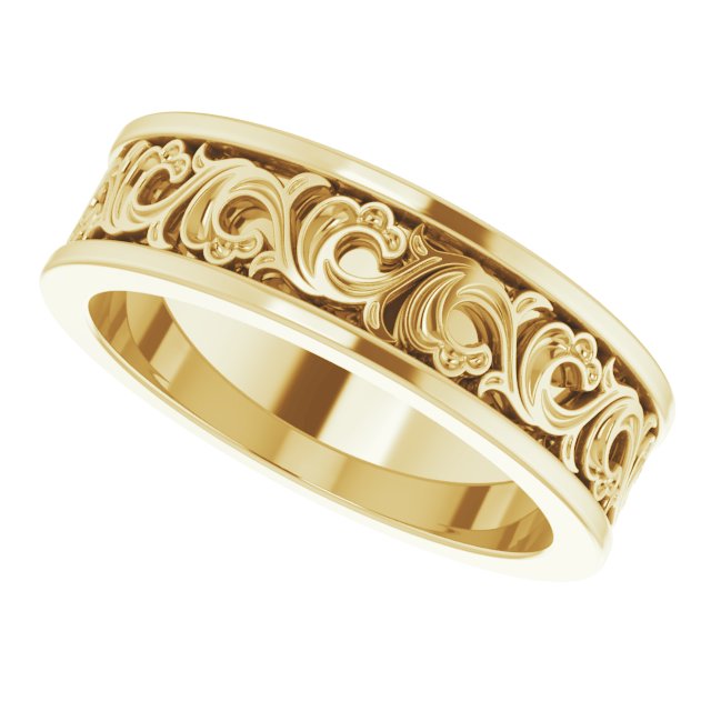 14K Yellow Gold Sculptural Flat Band