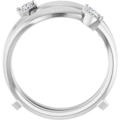 1/10 CTW Natural Diamond Bypass Ring Guard