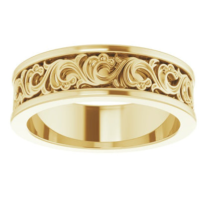14K Yellow Gold Sculptural Flat Band
