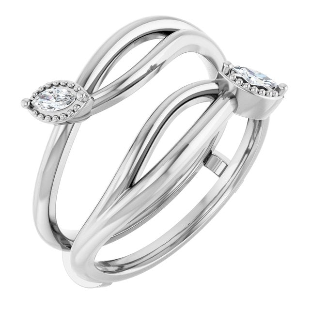 1/10 CTW Natural Diamond Bypass Ring Guard