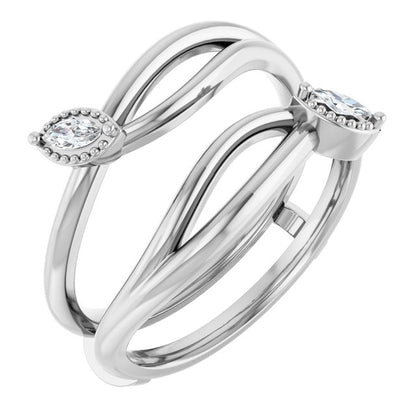 1/10 CTW Natural Diamond Bypass Ring Guard