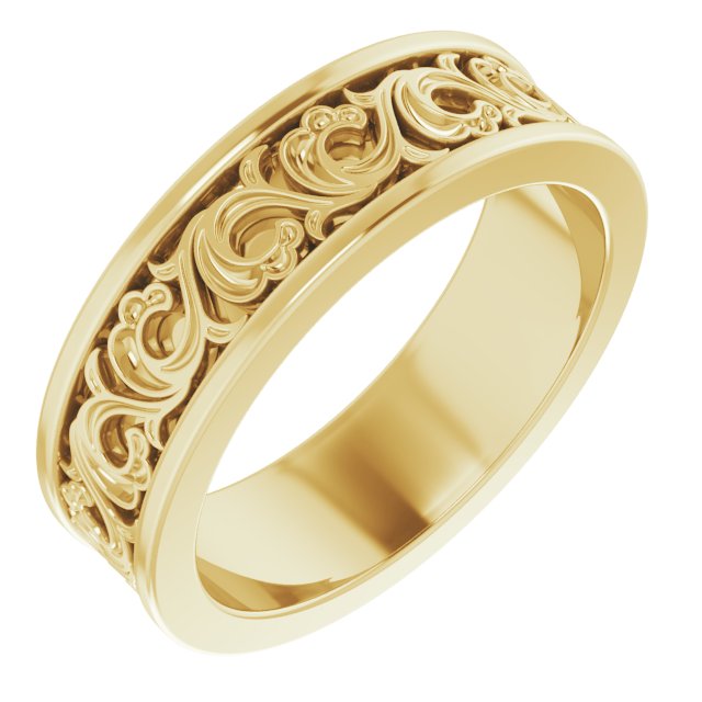 14K Yellow Gold Sculptural Flat Band