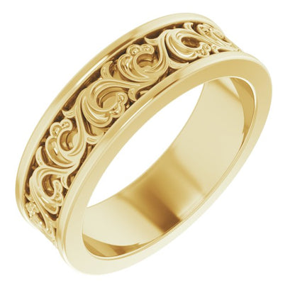14K Yellow Gold Sculptural Flat Band