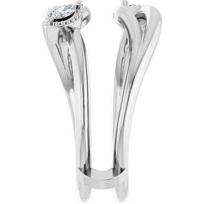 1/10 CTW Natural Diamond Bypass Ring Guard