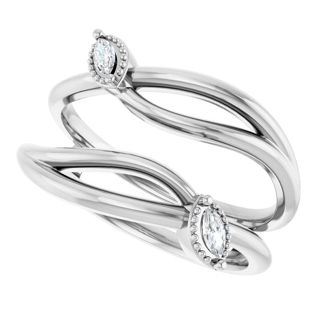 1/10 CTW Natural Diamond Bypass Ring Guard