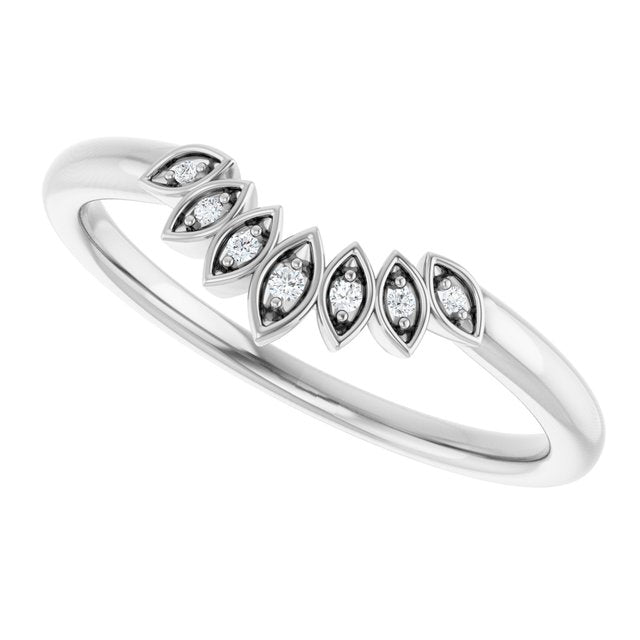.025 CTW Natural Diamond Floral Contour Band, 5.34 x 11.97 mm