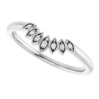 .025 CTW Natural Diamond Floral Contour Band, 5.34 x 11.97 mm