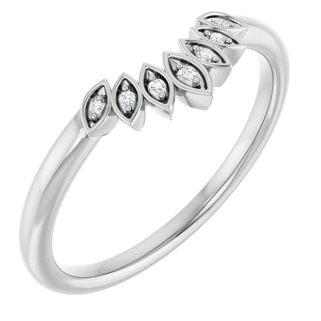 .025 CTW Natural Diamond Floral Contour Band, 5.34 x 11.97 mm