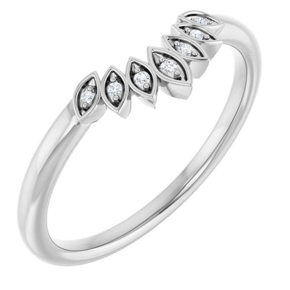 .025 CTW Natural Diamond Floral Contour Band, 5.34 x 11.97 mm