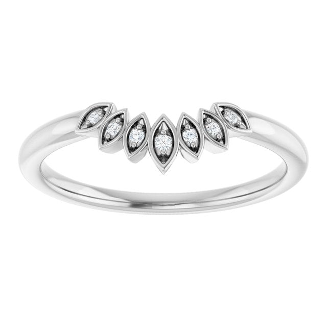 .025 CTW Natural Diamond Floral Contour Band, 5.34 x 11.97 mm