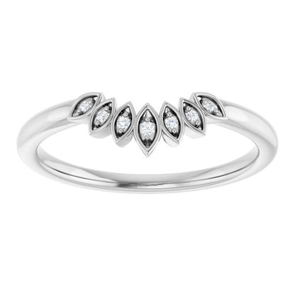 .025 CTW Natural Diamond Floral Contour Band, 5.34 x 11.97 mm