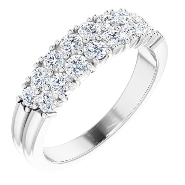 14K White Gold 1 CTW Natural Diamond Anniversary Band, 5.3 mm