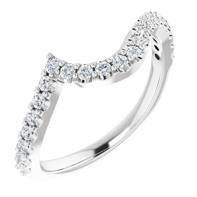 14K White Gold 1/3 CTW Natural Diamond Matching Band, 6.7 x 6.7 mm