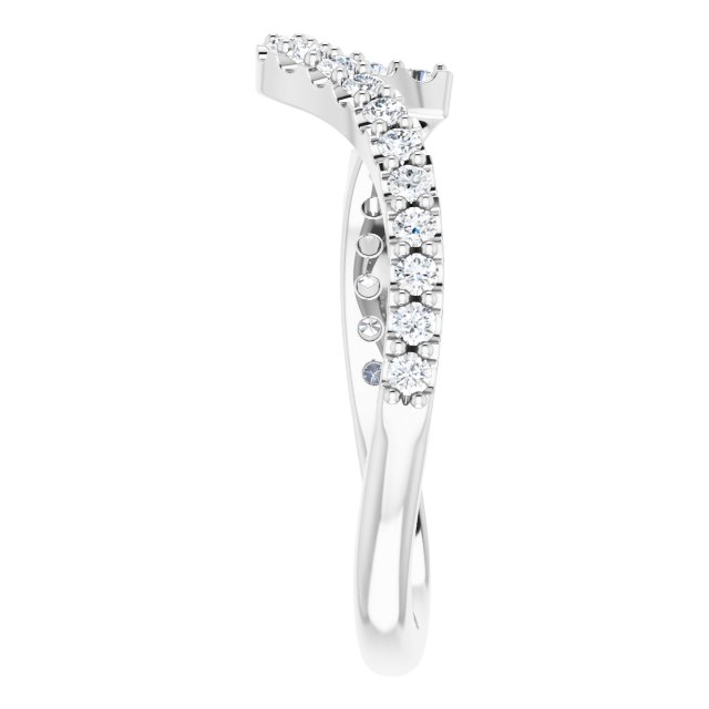 14K White Gold 1/3 CTW Natural Diamond Matching Band, 6.7 x 6.7 mm
