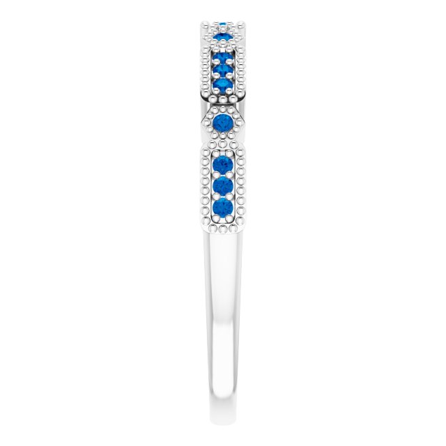 14K White Gold .06 CTW Natural Diamond & Natural Sapphire Anniversary Band
