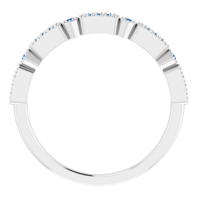 14K White Gold .06 CTW Natural Diamond & Natural Sapphire Anniversary Band