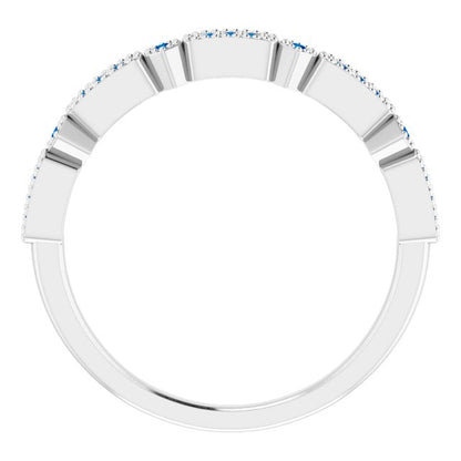 14K White Gold .06 CTW Natural Diamond & Natural Sapphire Anniversary Band