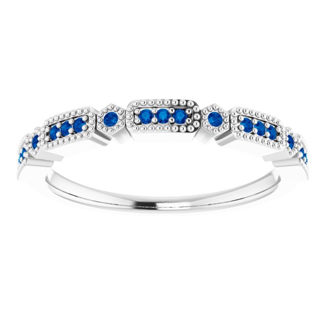 14K White Gold .06 CTW Natural Diamond & Natural Sapphire Anniversary Band