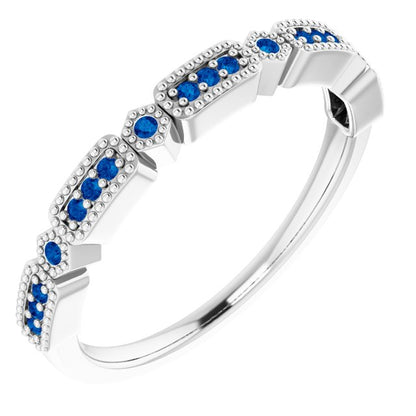 14K White Gold .06 CTW Natural Diamond & Natural Sapphire Anniversary Band
