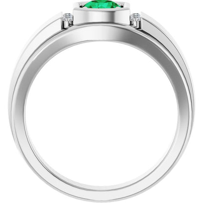 Natural Emerald & .08 CTW Natural Diamond Ring