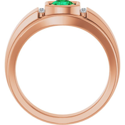 Natural Emerald & .08 CTW Natural Diamond Ring