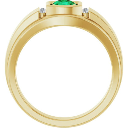 Natural Emerald & .08 CTW Natural Diamond Ring