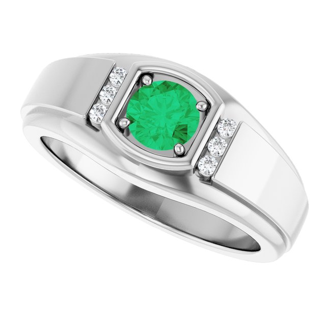 Natural Emerald & .08 CTW Natural Diamond Ring