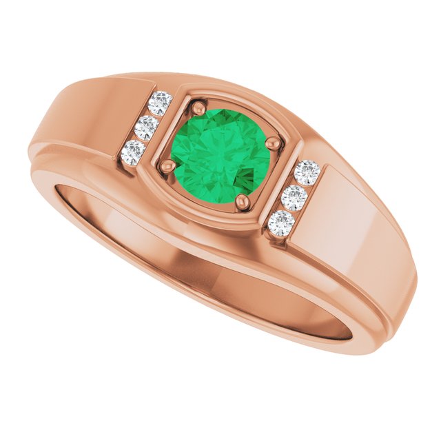 Natural Emerald & .08 CTW Natural Diamond Ring