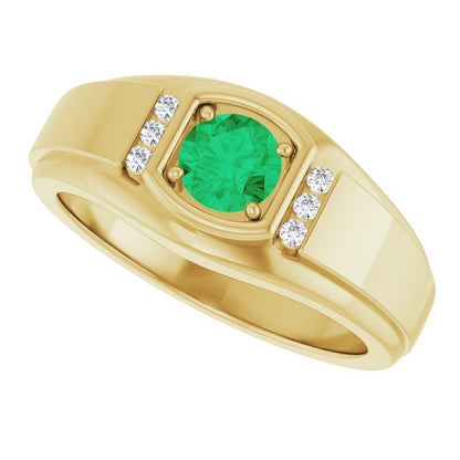 Natural Emerald & .08 CTW Natural Diamond Ring