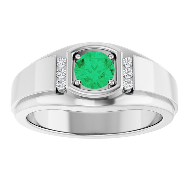 Natural Emerald & .08 CTW Natural Diamond Ring