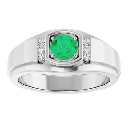 Natural Emerald & .08 CTW Natural Diamond Ring