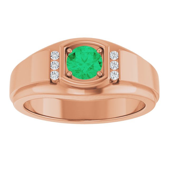 Natural Emerald & .08 CTW Natural Diamond Ring