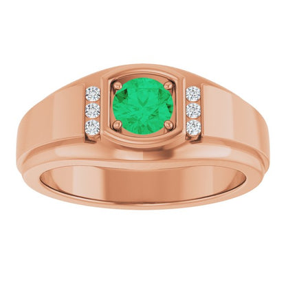 Natural Emerald & .08 CTW Natural Diamond Ring
