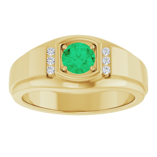 Natural Emerald & .08 CTW Natural Diamond Ring