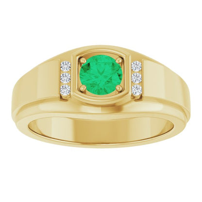 Natural Emerald & .08 CTW Natural Diamond Ring