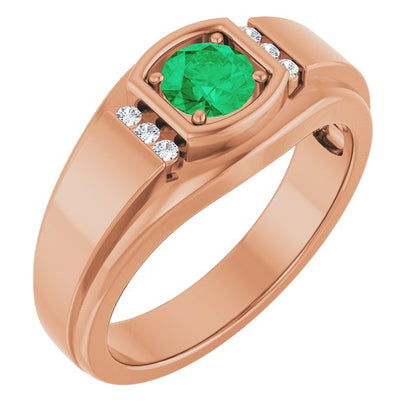 Natural Emerald & .08 CTW Natural Diamond Ring